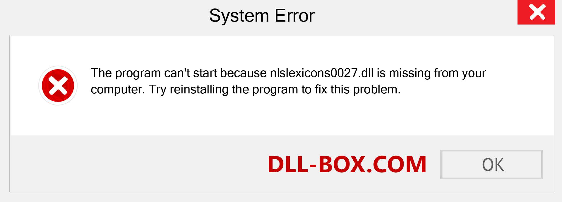  nlslexicons0027.dll file is missing?. Download for Windows 7, 8, 10 - Fix  nlslexicons0027 dll Missing Error on Windows, photos, images